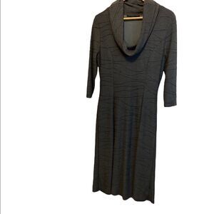 SHARGANO Grey Cowl Neck Fitted Stretch 3/4 Sleeve Knee Length Dress 6